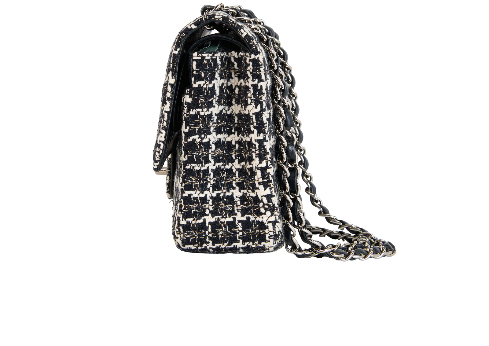 Medium Classic Double Flap, &pound;3,900, Handbags, Black/White, Tweed, Bottom view